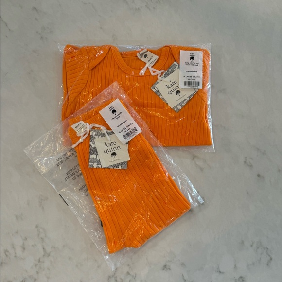 NWT Kate Quinn Marmalade Orange Ribbed Long Sleeve Bodysuit and Panda Pant - Picture 2 of 6